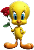a yellow cartoon character holding a red rose with the letter a on it