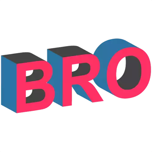 the word bro is written in red and blue letters