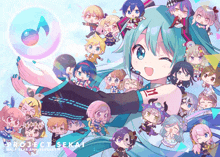 a poster for project sekai half year anniversary shows a girl surrounded by characters