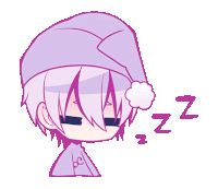 a drawing of a person wearing a purple hat and sleeping