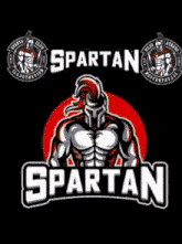 a logo for spartan illustration with a fireball in the background