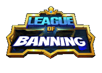 a logo for league of banning with a crown on it