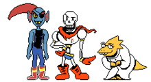 a pixel art of undertale characters including papyrus