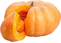 a large orange pumpkin with a slice cut out of it