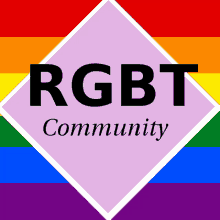 a logo for rgbt community with a rainbow colored background