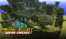 a poster for mine kart super circuit shows a castle