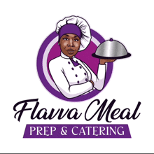 a logo for flavia meal prep & catering