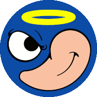 a cartoon character with a yellow halo around its head