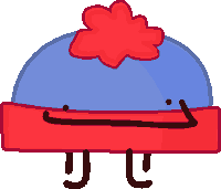 a cartoon drawing of a hat with a red flower on it