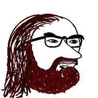 a drawing of a man with long hair and a beard wearing glasses