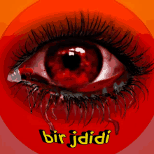 a picture of a bloody eye with the words bir jdidi on the bottom