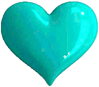 a turquoise heart with a.c. written on it