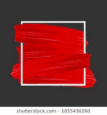 it is a red brush stroke in a square frame on a black background .