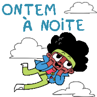 a cartoon of a man laying down with the words " ontem a noite " written above him