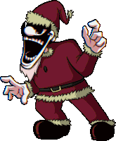 a cartoon drawing of a man dressed as santa claus with his mouth open