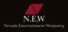 a logo for new nevada entertainment weaponry with a red triangle