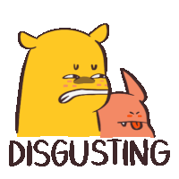 a cartoon of a bear and a pig with the word disgusting underneath them