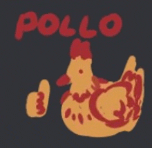 a drawing of a chicken giving a thumbs up with the word pollo below it