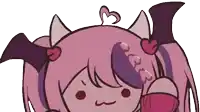 a cartoon drawing of a girl with bat ears and hearts on her hair