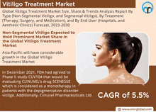 an advertisement for vitiligo treatment market with a picture of a woman with vitiligo