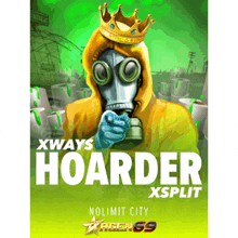 a poster for xways hoarder xsplit shows a man in a gas mask