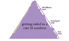 a pyramid with the words `` getting railed in a cute lil sundres '' on it