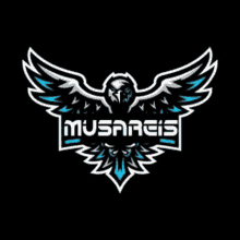 a logo for a company called musareis with an eagle on a black background