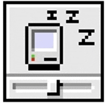 a pixel art drawing of a computer with the letters h and n above it .