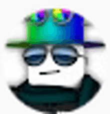 a pixel art of a person wearing a hat and sunglasses .