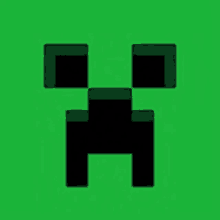 a minecraft creeper face is on a green background .