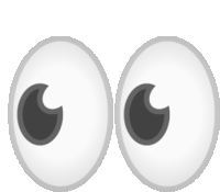 a pair of white cartoon eyes with a black pupil on a white background