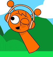 a cartoon giraffe wearing headphones is making a face