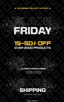 a black friday advertisement for ultimate nordic combo and free shipping