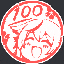 a red circle with the number 100 in the middle