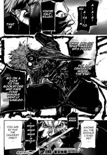 a page from tokyo ghoul shows a man with a sword and says that is that is