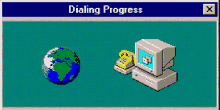 a computer screen shows a globe and a phone and the words dialing progress