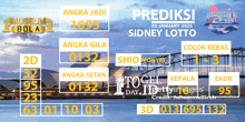 a poster for prediksi sidney lotto on january 03