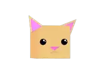 a cartoon drawing of a cat 's face with pink ears