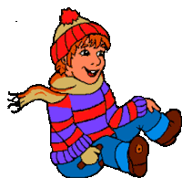 a cartoon of a boy wearing a scarf and a hat