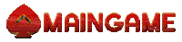 a logo for maingame with a red spade on it