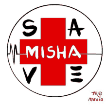 a red cross with the words sa misha ve written inside of it