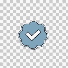 a check mark icon in a blue cloud on a checkered background .