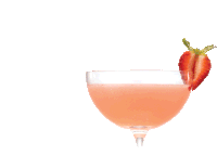 a martini glass with a strawberry on it and the word don on it