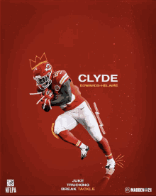 a poster of a football player with the name clyde