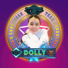 a picture of a woman with the name dolly