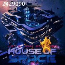 a poster for house of space shows a futuristic ship