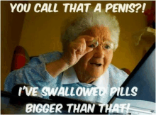 an elderly woman is looking at a computer screen and says " you call that a penis ? "