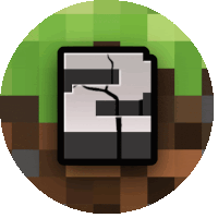 a minecraft icon with a crack in the middle of it