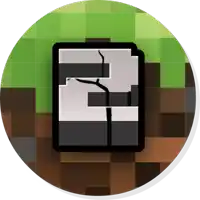 a minecraft icon with a crack in the middle of it