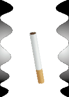 a white cigarette with a brown filter is against a black and white background